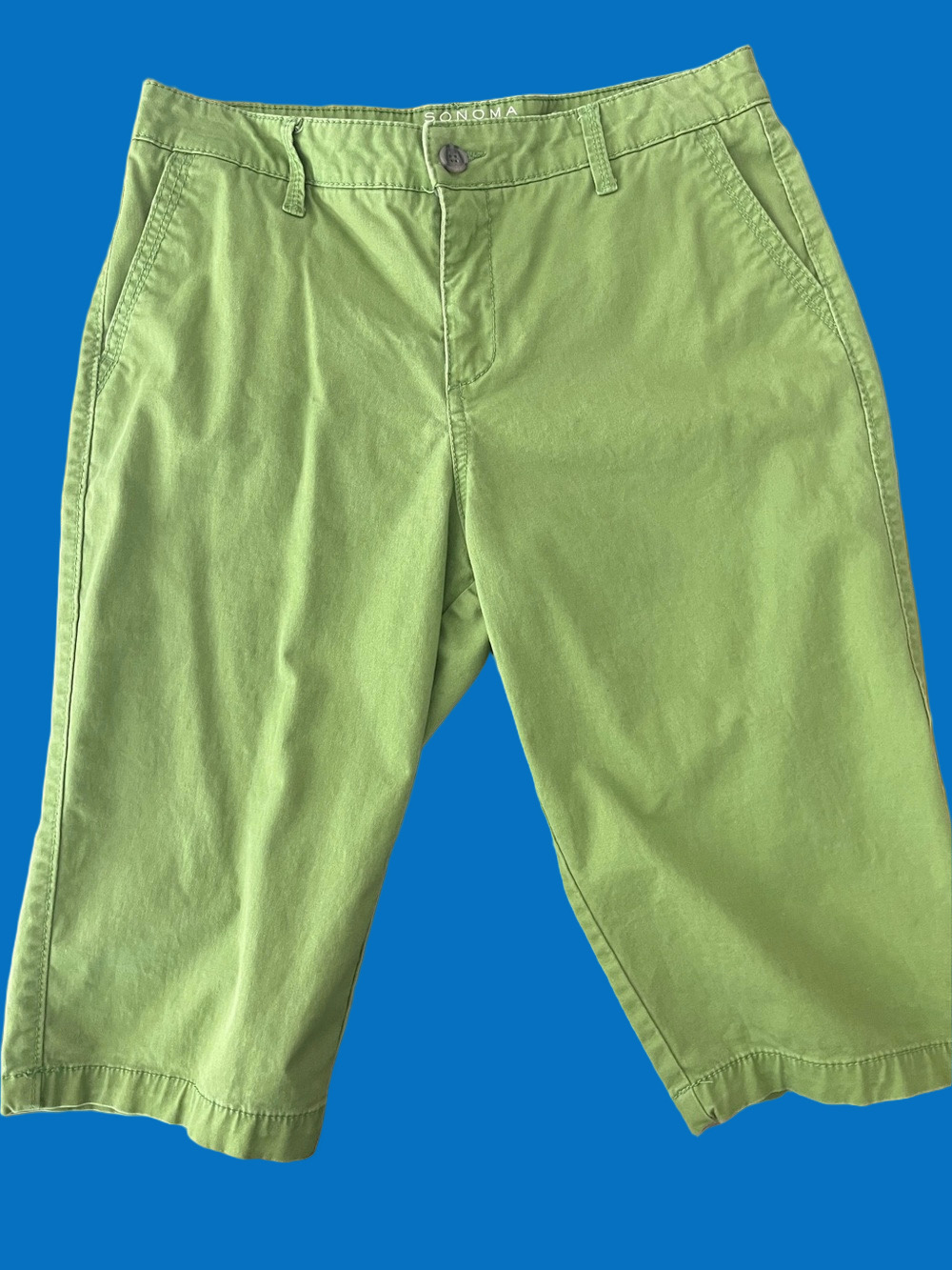 Sonoma Light Green Flat Front Chino Bermuda Shorts